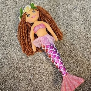 F🔹️Pink Mermaid Doll with Floral Headband